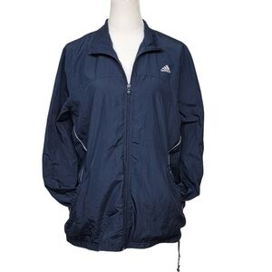 Adidas Training Windbreaker Jacket Navy Blue Mesh Lined Long Sleeve Size XL
